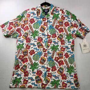 Vintage Levi's Twill Hawaiian Button Down Shirt Sze M Multicolor Resort Vacation
